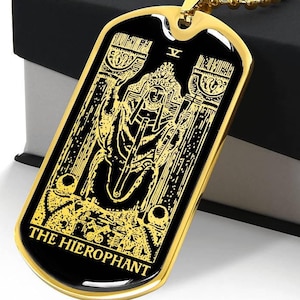 Hierophant Necklace Tarot Card Pendant Major Arcana Jewelry Gold Silver Amulet