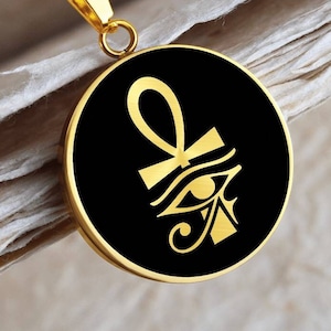 Ankh Necklace Egyptian Jewelry Eye of Ra Pendant Amulet Gold Silver Talisman