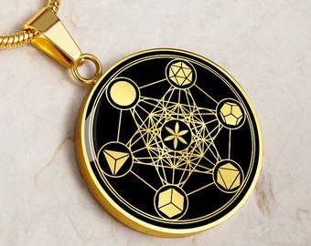Metatron Würfel Schmuck Halskette Anhänger Gold Silber