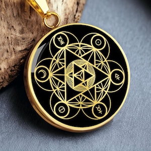 Sacred Geometry Necklace Alchemy Jewelry Gold Pendant Men Women Silver