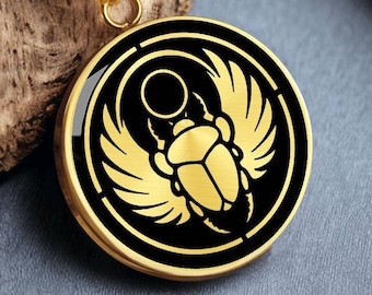 Scarab Necklace Egyptian Jewelry Bug Pendant Amulet Gold Silver Charm