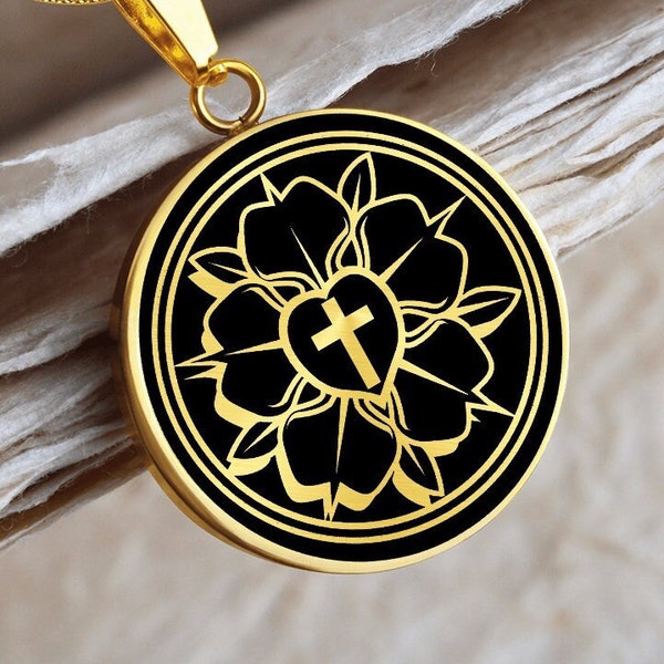 Luther Rose Necklace Seal Pendant Lutheran Jewelry Gold Martin Luther Sigil Silver Charm