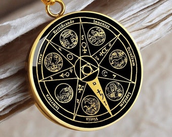 Hermetic Principles Seal of Light Necklace Philosophers Stone Pendant Jewelry Gold Amulet Silver Talisman