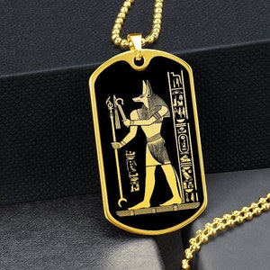 Egyptian God Anubis Jewelry Necklace Pendant Gold Silver Amulet