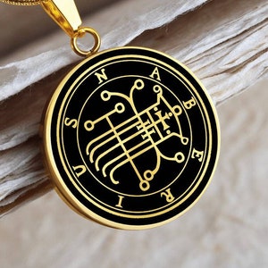 Naberius Seal Cerberus Sigil of Goetia Necklace Pendant Jewelry Gold Silver