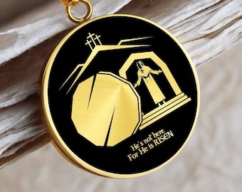 Collar de tumba vacía Él ha resucitado colgante joyería cristiana oro plata encanto