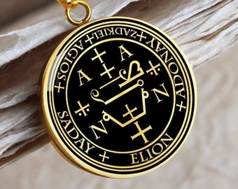 Arcángel Zadkiel Sigil Collar Colgante Joyería Oro Plata Sello