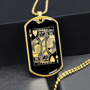 Playing Card Necklace Jewelry King of Hearts Pendant Gift Engraved