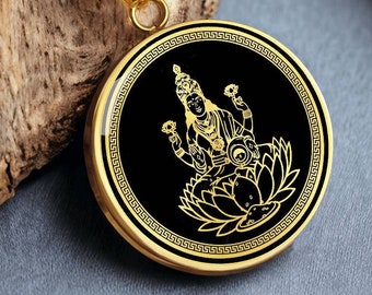 ラクシュミヒンドゥー教の女神のお守り：真鍮製オームペンダント