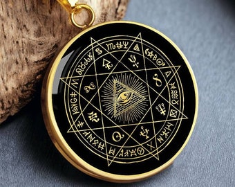 All Seeing Eye Necklace Alchemy Pendant Esoteric Jewelry Gold silver Hermetic Amulet