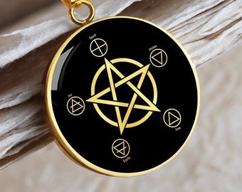 Pentagram Five Elements Necklace Pendant Alchemy Jewelry Gold Silver Charm Talisman Amulet