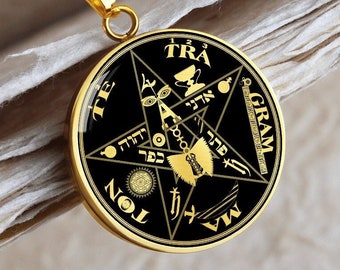 Tetragrammaton Necklace Pendant Gold Men Charm Amulet Chain Silver