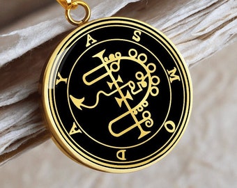 Asmodeus Sigil Necklace Pendant Demon Jewelry Gold Silver Charm