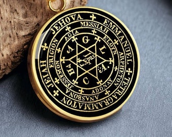 Grand Pentacle of Solomon Necklace Seal Pendant King Solomon Jewelry AGLA Amulet Jehova Talisman