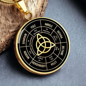 Collana celtica ruota pagana dell'anno Ciondolo Triquetra Gioielli Wicca Ciondolo in oro argento