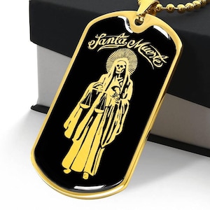 Santa Muerte Necklace Pendant Gothic Jewelry Gold Silver Charm