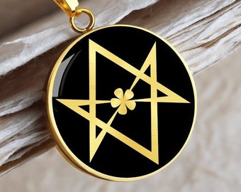 Thelema Necklace Unicursal Hexagram Pendant Jewelry Gold Silver Charm Chain