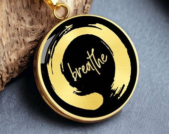 Andas Halsband Enso Cirkel Hänge Buddhistiska Smycken Guld Silver Amulett