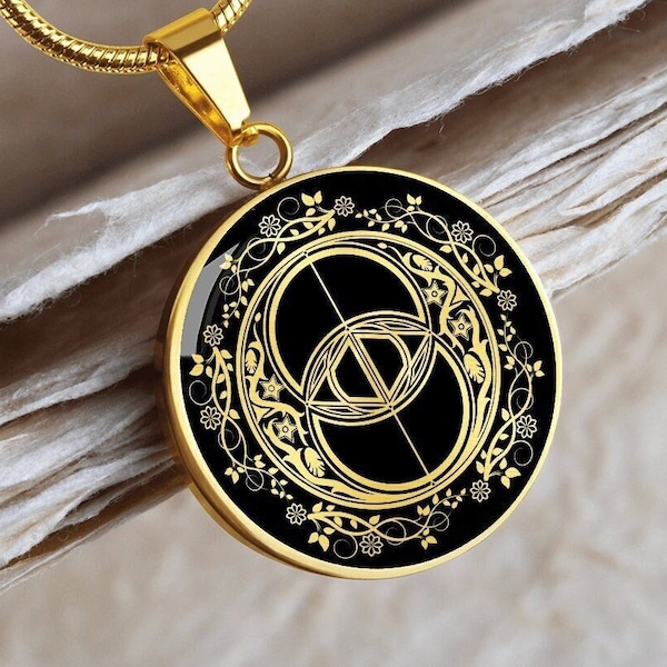 Chalice Well Necklace Pendant Vesica Pisces Jewelry Gold Silver