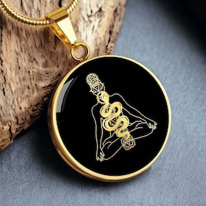 Kundalini Necklace Chakra Snake Pendant Mindfulness Jewelry Gold Silver Chain Amulet