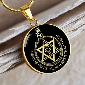 Theosophical Society Seal Thelema Necklace Pendant Jewelry Gold Silver Charm Chain