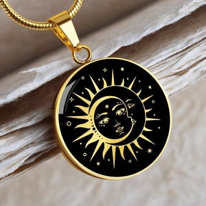 Sun Moon Necklace Pendant Gold Celestial Jewelry Silver Charm Chain