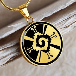 Hunab Ku Mayan Necklace Pendant Aztec Jewelry Gold Men Silver Women Charm