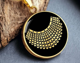 RBG Necklace Bader Pendant Ruth Bader Ginsburg Jewelry Gold Silver Charm Chain