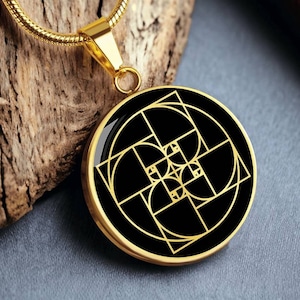 Fibonacci Necklace Golden Ratio Jewelry Spiral Pendant Sacred Geometry Gift