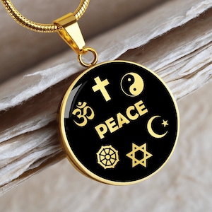 Interfaith Atheist Necklace Jewelry Peace Pendant Gold Silver