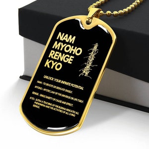 Gohonzon Nam Myoho Renge Kyo Necklace Nichiren Jewelry Soka Gakkai Pendant Gift Engraved
