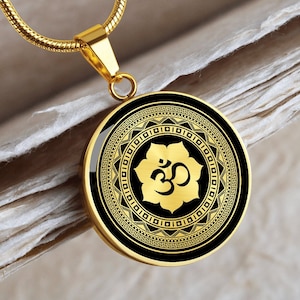 Om Mandala Necklace Ohm Pendant jewelry Gold Silver Men Women