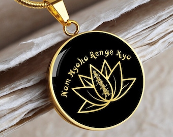 Nam Myoho Renge Kyo Necklace Gohonzon Pendant Nichiren Jewelry Gift Engraved