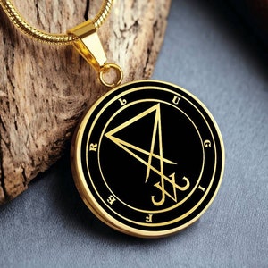 Lucifer Necklace Sigil Pendant Lucifer&#39;s Gold Seal Jewelry Silver Charm