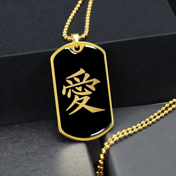 Kanji Love Necklace Jewelry Chinese Character Pendant Men Personalized