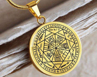 Seven 7 Archangels Necklace Pendant Gold Silver Jewelry Seal Talisman Chain