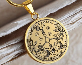 Alchemy VITRIOL Necklace Jewelry Masonic Pendant Gold Silver