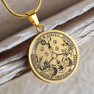Alchemy VITRIOL Necklace Jewelry Masonic Pendant Gold Silver