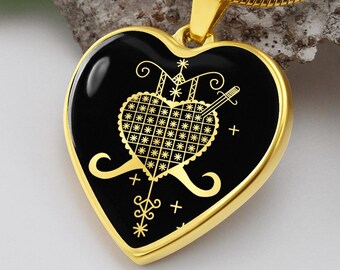 Erzuli Dantor Necklace Veve Pendant Vodou Jewelry Charm Chain
