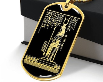 Egyptian Jewelry Hathor Necklace Cartouche Pendant Goddess Gold Silver Amulet Talisman