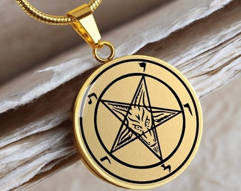 Collar con colgante de Baphomet, joyería, amuleto satánico