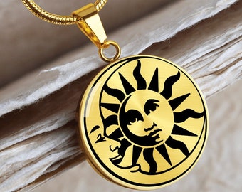 Sun and Moon Necklace Celestial Pendant Jewelry Gold Silver Charm