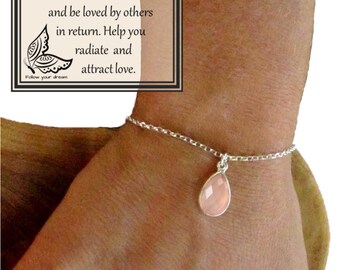 Rose Quartz Bracelet Rose Quartz Jewelry Pink Crystal Bracelet Unique Gift For Love Bracelet Love Jewelry Pink Stone Bracelet Beautiful