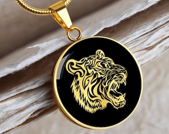Gold Tiger Necklace Pendant Jewelry Charm Chain Silver