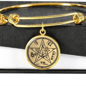 Bracelet sceau tétragramme or argent amulette Talisman bijoux 18k Gold finish