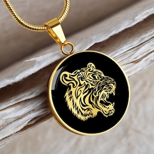 Gold Tiger Necklace Pendant Jewelry Charm Chain Silver