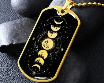 Moon Phase Necklace Phases of the Moon Pendant Lunar Cycle Celestial Jewelry