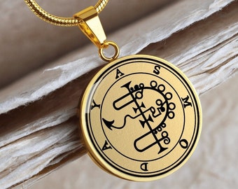 Asmodeus Sigil Necklace Asmoday Pendant Jewelry Goetia Amulet Gold Silver