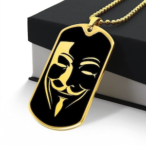 Anonymous Hacker Necklace V For Vendetta Pendant Jewelry Gold Silver Guy Fawkes Mask Charm