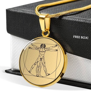 Vitruvian Man Necklace Da Vinci Pendant Gift Jewelry